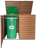 Tourtecs 2er Mülltonnenbox Holz MB3 Mülltonengarage für 240 Liter, 240 L, Braun/Grün