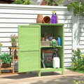 Aoxun Garten-Geräteschrank aus Holz, Kleiner Holz-Gartenschuppen 55 × 54 × 100 cm, Grün, Gartenschrank für draußen mit verstellbaren Regalboden
