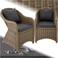 Tectake Alu Polyrattan Gartenstuhl 2er Set, Gartenmöbel Set mit 2 Sessel, Wetterfest, Rattan Gartensessel mit weichen Sitzpolster, Natur