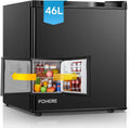 FOHERE Mini Kühlschrank 46 l mit Eisfach, Schwarz, Kühlschrank Klein, Temperaturregelung, Energiesparend, Getränkekühlschrank geeignet für Büro