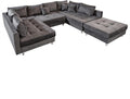Riess Ambiente Moderne XXL Wohnlandschaft Kent 305 cm grau Samt Bigsofa inkl. Hocker Federkern Samtsofa Samtcouch Ecksofa Eckcouch U-Sofa U-Couch