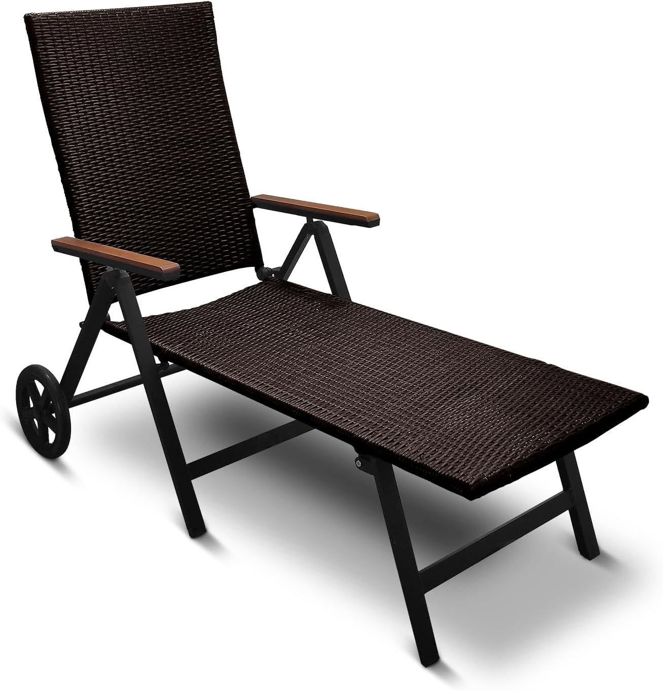 Generisch Liege Aluminium Polyrattan Roll , 120 kg, wetterbeständige Ausführung, verstellbar, Relax, Braun