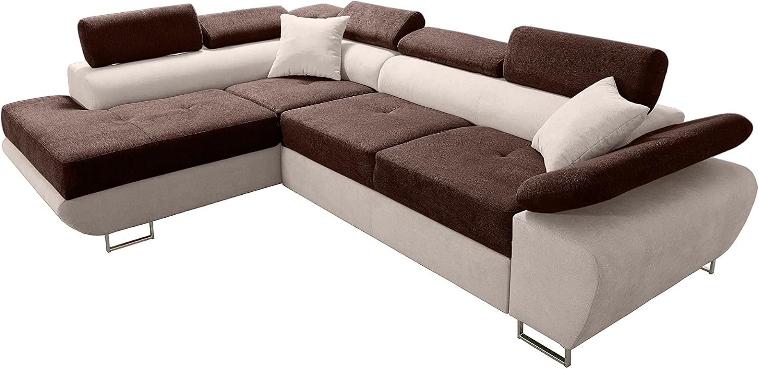 Robin Inspire Saturn Premium Ecksofa Schlaffunktion Bettkasten Verstellbare Kopfstützen Kissen Sofa L-Form Schlafsofa Freistehende Eckcouch