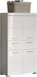 Trendteam smart living, 73 × 130 × 31 cm, Amanda, Hochschrank, Weiß Hochglanz, Badezimmerschrank breit mit 4 höhenverstellbaren Einlegeböden, BxHxT