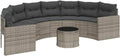 VidaXL Gartensofa mit Tisch und Kissen Halbrund Grau Poly Rattan, Lounge Set, Terrassensofa, Loungesofa, Loungemöbel, Outdoor Sofa, Halbrundes Sofa