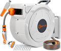 Bietor Schlauchtrommel Wasser 45m + 2m Tisch, 180° Schwenkbar Wand-Schlauchbox, für Gießen Autowaschen, Grau/Orange