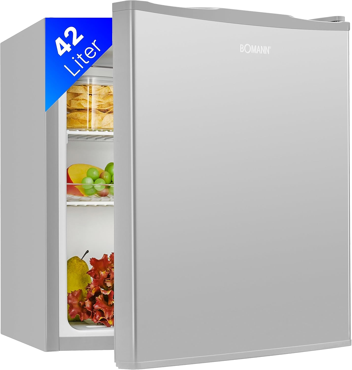 Bomann Mini Kühlschrank 42 Liter, Kleiner Kühlschrank leise 39 dB, 51 × 45 × 45 cm, Getränkekühlschrank klein für Büro, Camping und Gaming