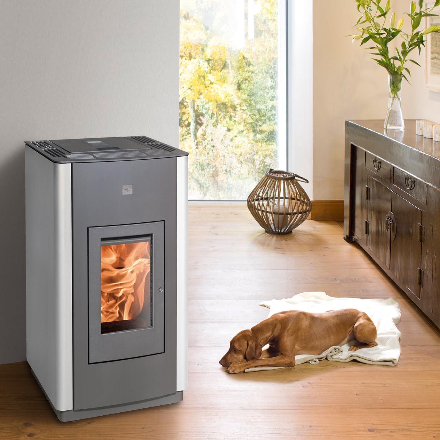 HAAS+SOHN Haas Sohn 05 419 08 Kaminöf, *Volumen Pelletbehälter: 17 kg, *Rauchrohranschluss: 80 mm (hinten), 8 kW, App-Steuerung, App-/WLAN-Steuerung