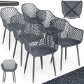 Tillvex Gartenstuhl 6er Set Wetterfest mit Armlehne, Outdoor Stühle bis 120 kg belastbar, Gartenstühle UV-beständig