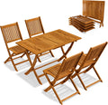 Casaria Gartenmöbel Set Wetterfest Klappbar Akazie 5-TLG. FSC-Zertifiziert Holz 160 kg Belastbarkeit Garten Terrasse Balkonmöbel 120 × 70 cm Möbelset