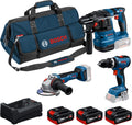 Bosch Professional 18 System Combo-Kit: Akku-Bohrschrauber, 3x GBA 5.0Ah, 18 V, 12 V, Blau/Schwarz/Rot, M-BAG