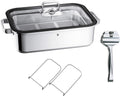 WMF Vitalis Aroma Dampfgarer, 41 × 27 × 10 cm, Auflaufform 6,5 l, Bräter Induktion, Glasdeckel Silikonrand, Garblech