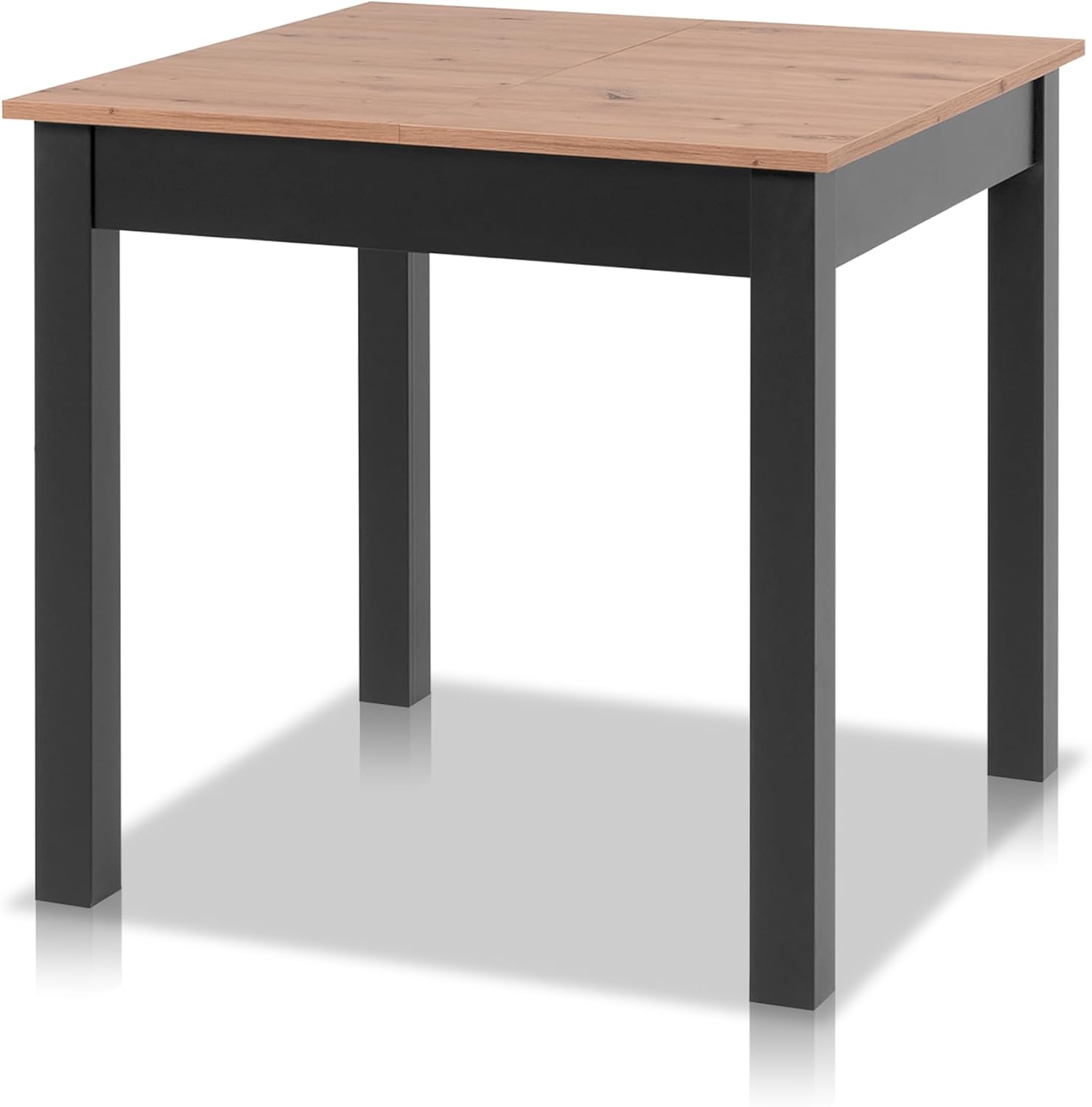 Smart Esstisch 80 × 80 cm Asteiche, Esszimmertisch aus Holzwerkstoff inkl. erweiterbare Auszugsplatte, Küchentisch ausziehbar bis 120 cm