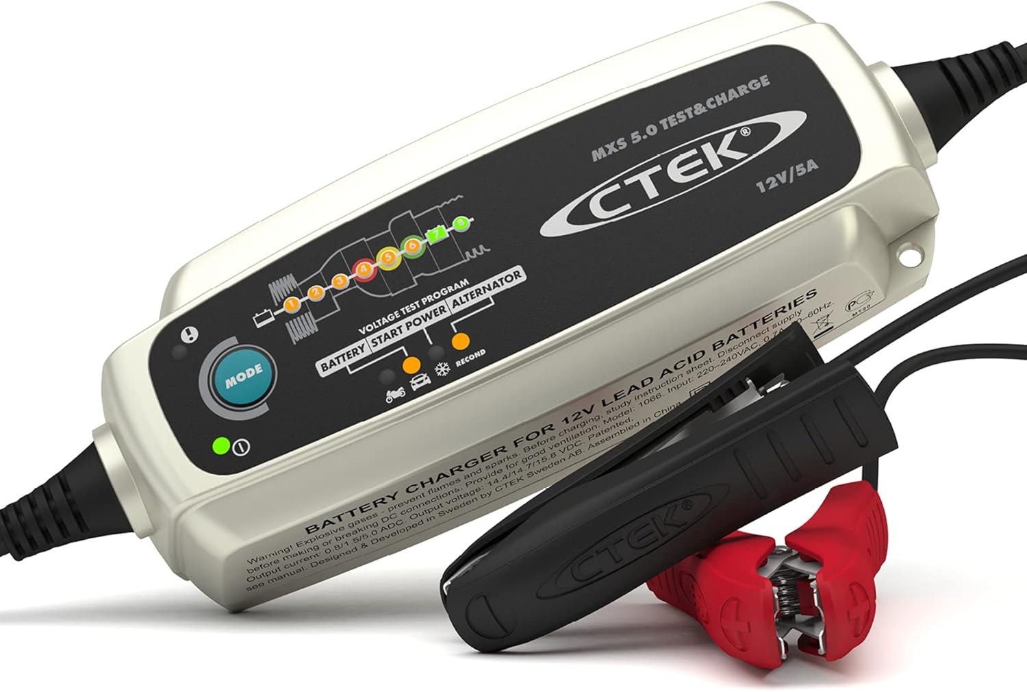 CTEK MXS 5.0 Test & Charge, Batterieladegerät 12 V, Ladegerät Auto Und LKW Ladegerät, Testet Batterie Und Lichtmaschine