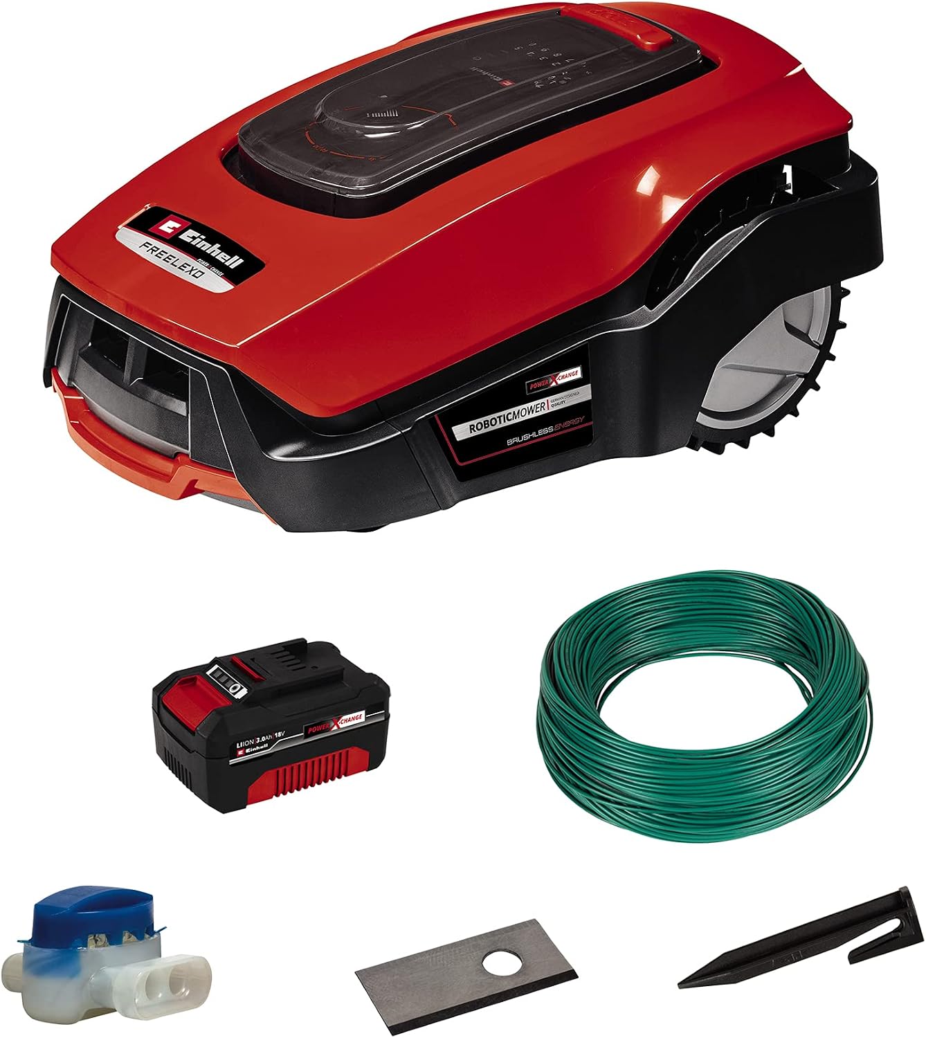 Einhell Roboter-Rasenmäher FREELEXO 900 LCD BT, Inkl. PXC-Batterie und Installationszubehör, 18 V, Bluetooth App-Steuerung, Lithium-Ionen