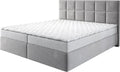 DELIFE Boxspringbett Dream-Fine Mikrofaser Grau 180 × 200 cm mit Matratze und Topper