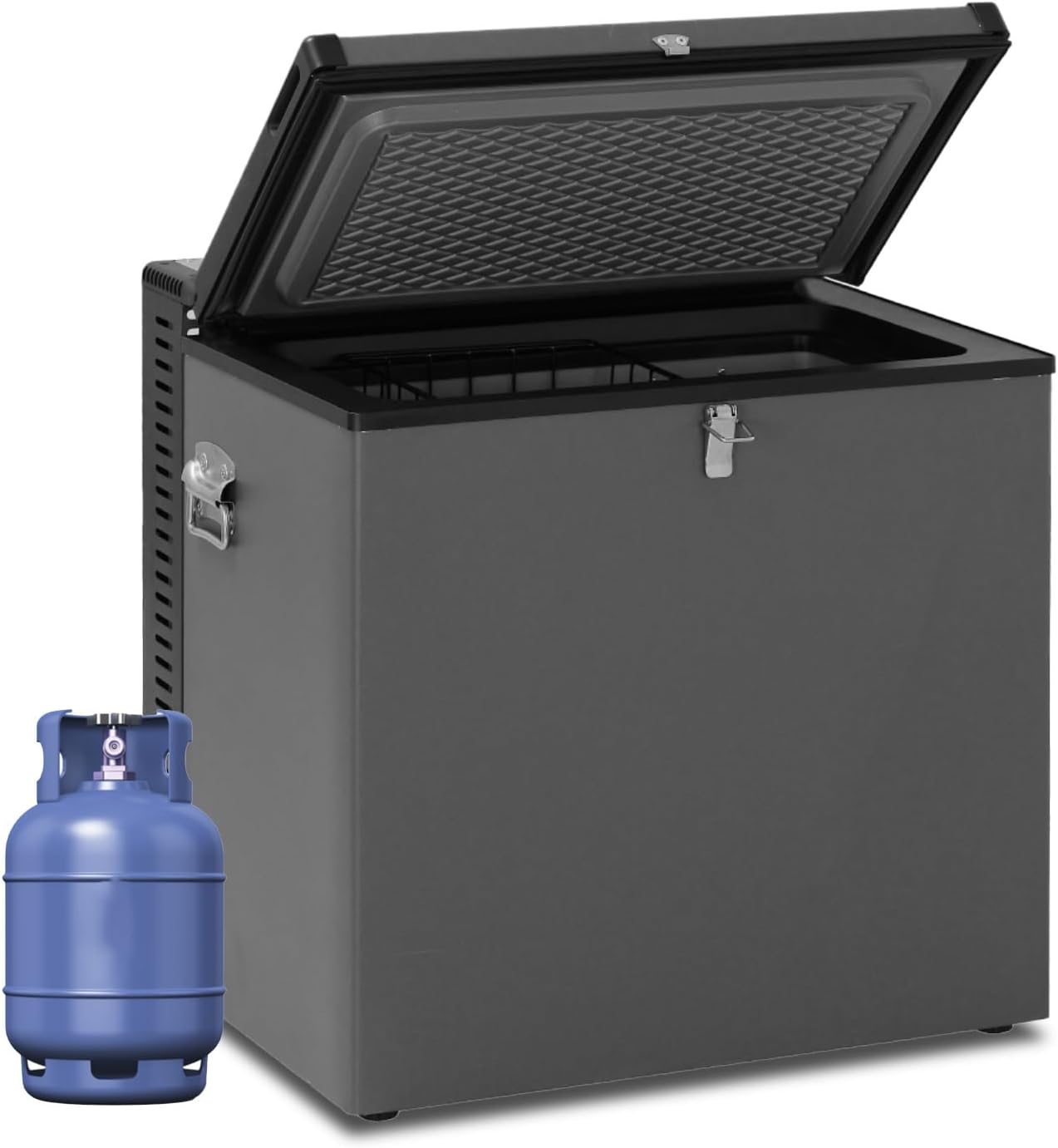 Smad Gas Gefrierfach, 12 V/230/LPG, 70 l, Schwarz, Dreifach Gemischt, Camping, Gas Gefrierschrank, Geräuschlos, Für Garage