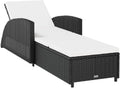 vidaXL Liege Sonnen , Rattan, Schwarz/Cremeweiß, verstellbar