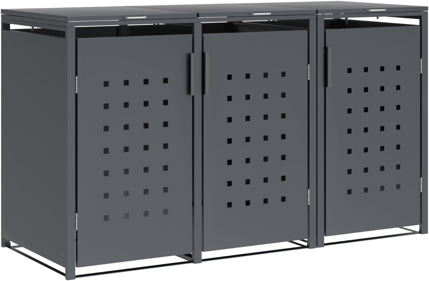 DEGAMO Mülltonnenbox 3-er Mülltonnenhaus Trier für 3X Tonnen 120 und 240 Liter, Farbe anthrazit, Stahl verzinkt