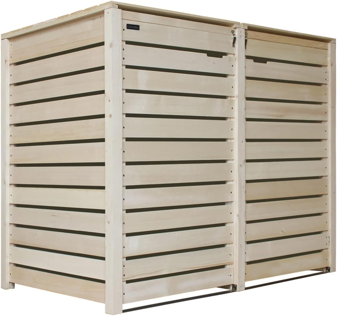 Lukadria Mülltonnenbox Mülltonnenverkleidung Mülltonnenbox, 240L Natur mit Rückwand Hamburg, H 115, 5 cm x B 141 cm x T 81 cm, 120 L