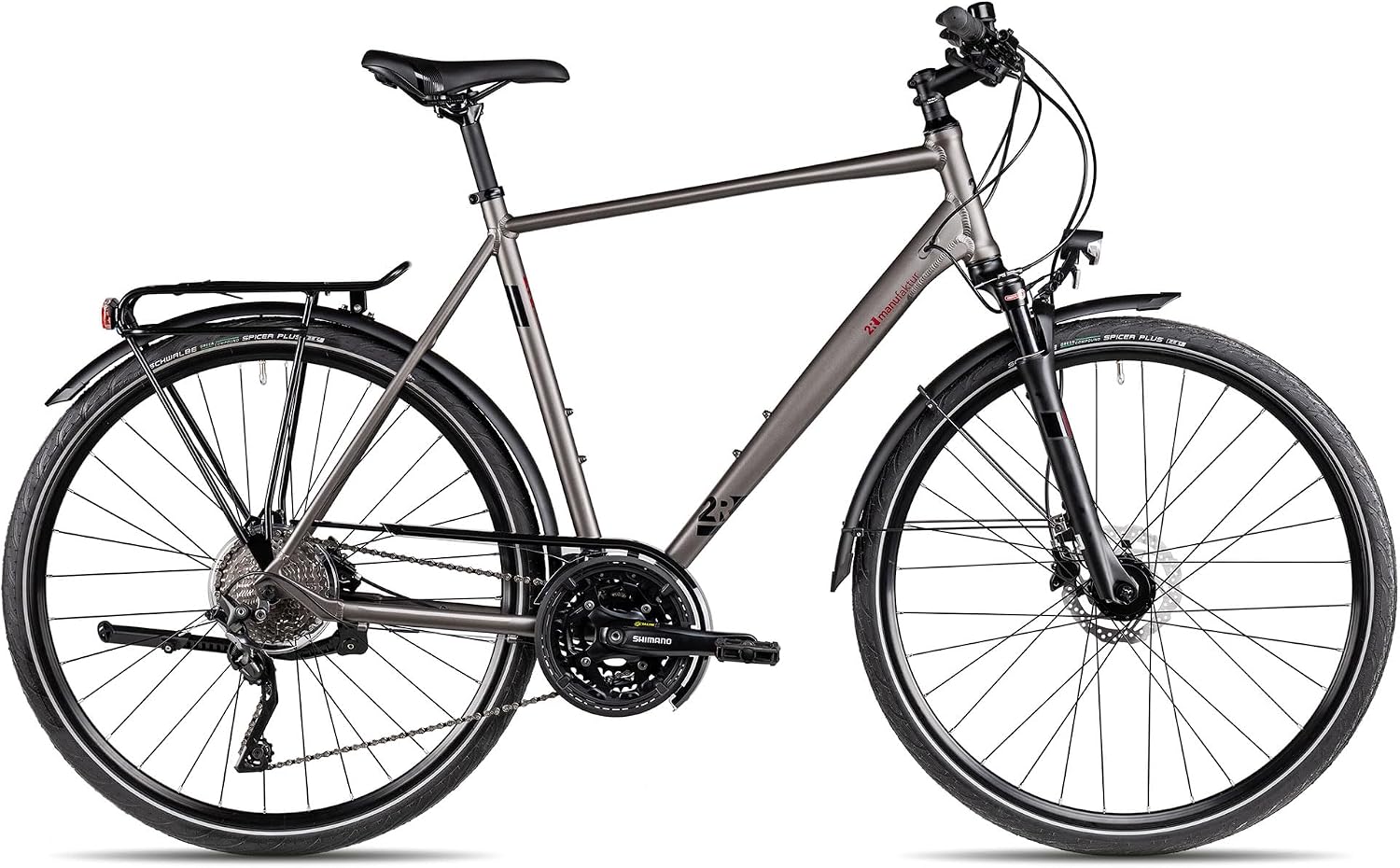 2R Manufaktur TLX30 Cross-, 28 Zoll Herrenfahrrad, 30-Gang Schaltung, Trekkingbike, hydraulische Scheibenbremse, Straßenausstattung, Grau/Schwarz