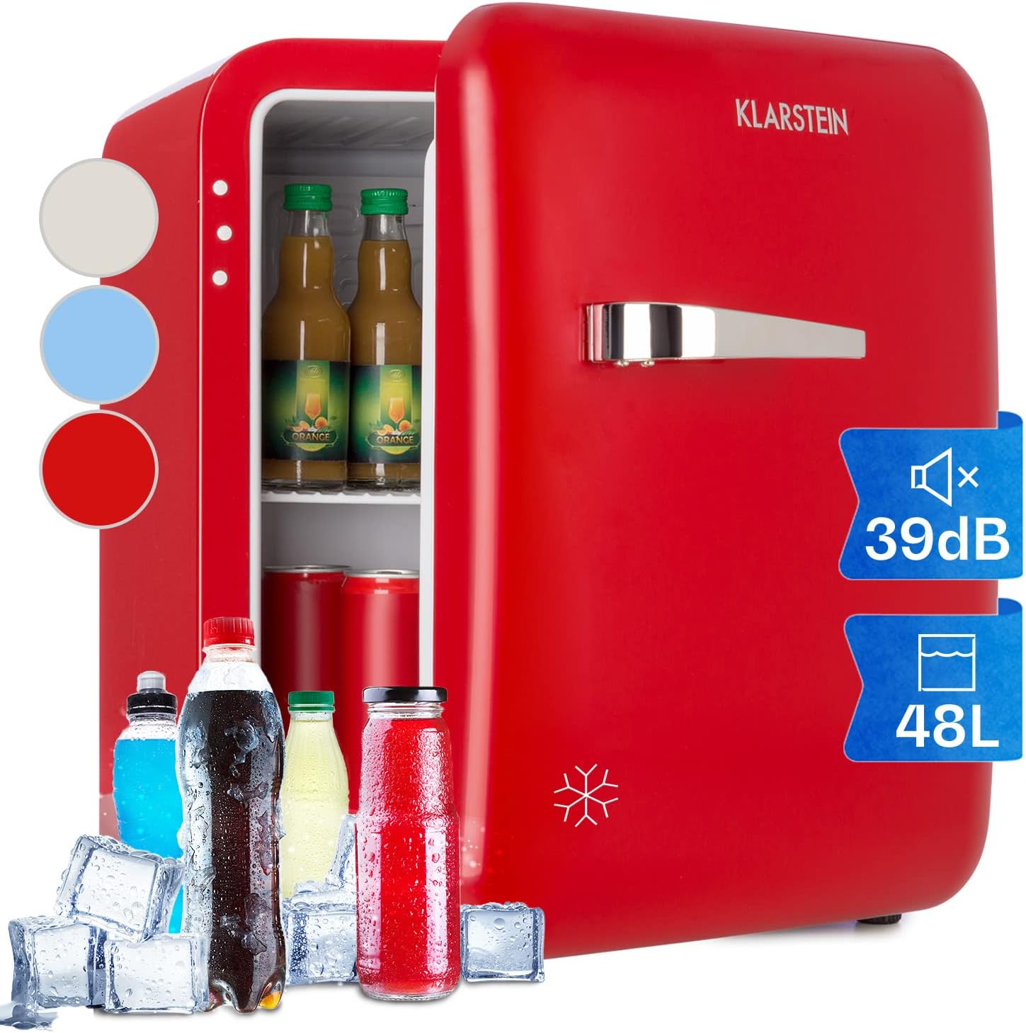 Klarstein Mini Kühlschrank für Zimmer, 48 l Mini-Kühlschrank für Getränke, Kleiner Skincare Kühlschrank für Zimmer & Büro 0-10 °C, Snacks & Kosmetik