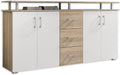 Stella Trading Highboard mit Ablage in Eiche Sonoma Optik, 178 × 90 × 38 cm, Weiß, B/H/T
