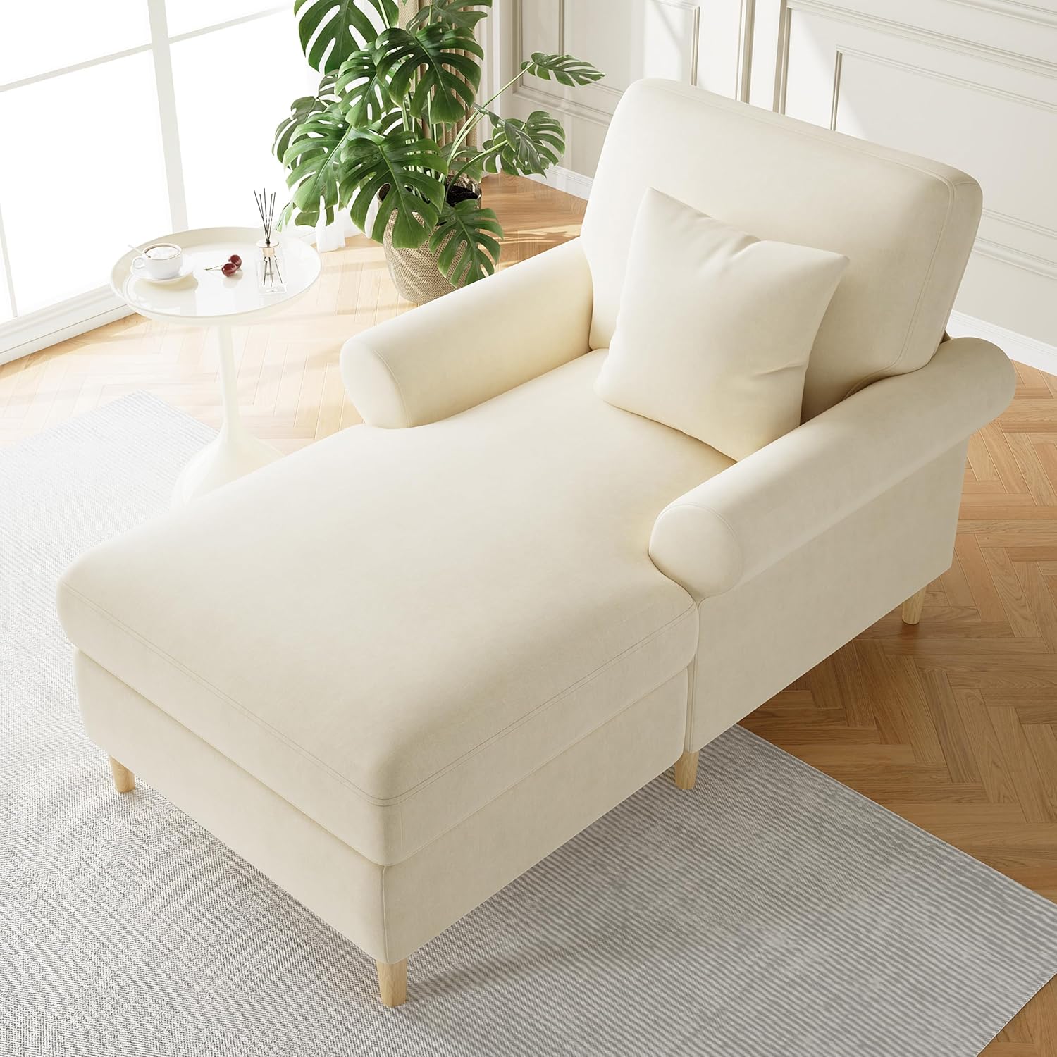 NADEUSAK Relaxsessel Gepolsterter , Beige klappbarer Schlafsessel, Sitzsack für Wohn- und Schlafzimmer, Bequemer Lesesessel, XXL großer