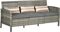 Outsunny Rattan Sofa mit Kissen, 173 × 68 × 78 cm, Grau, Garten Loungesofa, Stahl