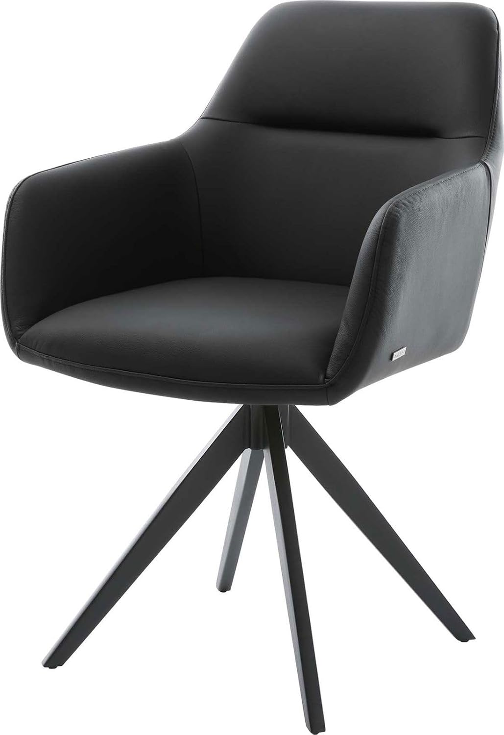 DELIFE Polsterstuhl Pejo-Flex Kreuzgestell Esszimmerstuhl, Leder, Metall, Schwarz