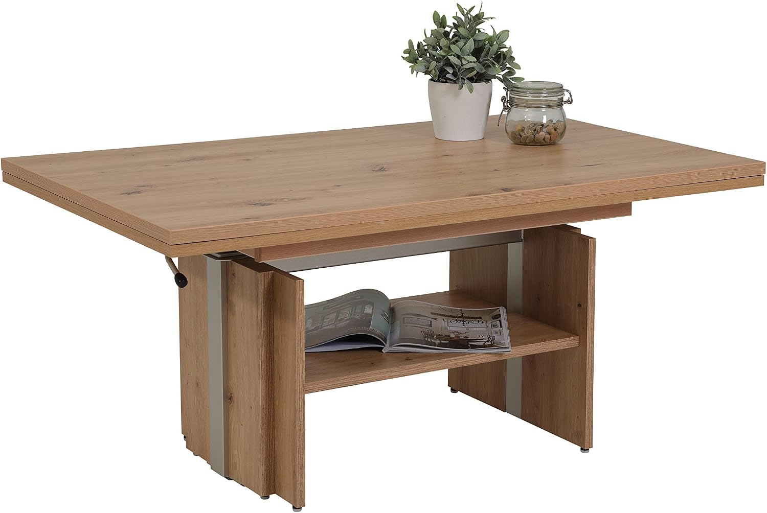 Couchtisch Couchtisch Wohnzimmertisch Jerome Hela Tische, ausziehbar 110-177 cm, höhenverstellbar mit Lift 53-69 cm, Artisan Eiche