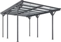 Juskys Carport mit Flachdach 5 × 3 m, Überdachung aus Aluminium mit Doppelstegplatten, Unterstand für Autos, Freistehende Montage, Dunkelgrau