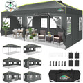 COBIZI Faltpavillon 3 × 6 Pavillon wasserdicht Winterfest, EIN-Tasten-Zentralverriegelung Partyzelt Faltbar Anti-UV mit Fluoreszierenden Streifen
