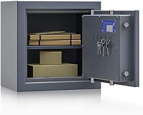 Secureo Wertschutzschrank Grad EN 1143-1 Osprey Spezialtresor, H400xB400xT270, Doppelbartschloss mit 3 Schlüssel, 1 Fachboden, 42 kg, S Zertifiziert