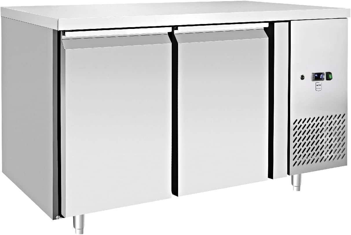 METRO Professional Kühltisch GCC2100, 136 × 70 × 85 cm, 215 l, 250 W, Silber, Edelstahl, Luftkühlung, Mit Schloß