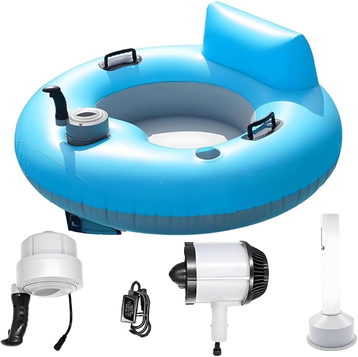 smafoseedding Elektrisch Aufblasbare Poolliege Aufblasbare Wasserrutsch, 360° Drehbar, In 3 Minuten Aufgeblasen, Aufgeblasen misst er 107 × 107 cm