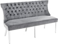 Riess-ambiente.de Design Sofabank Castle Deluxe 165 cm grau Samt Löwenkopf Chesterfield Barock, Esszimmerbank mit Rückenlehne, Sitbank, Küchenbank