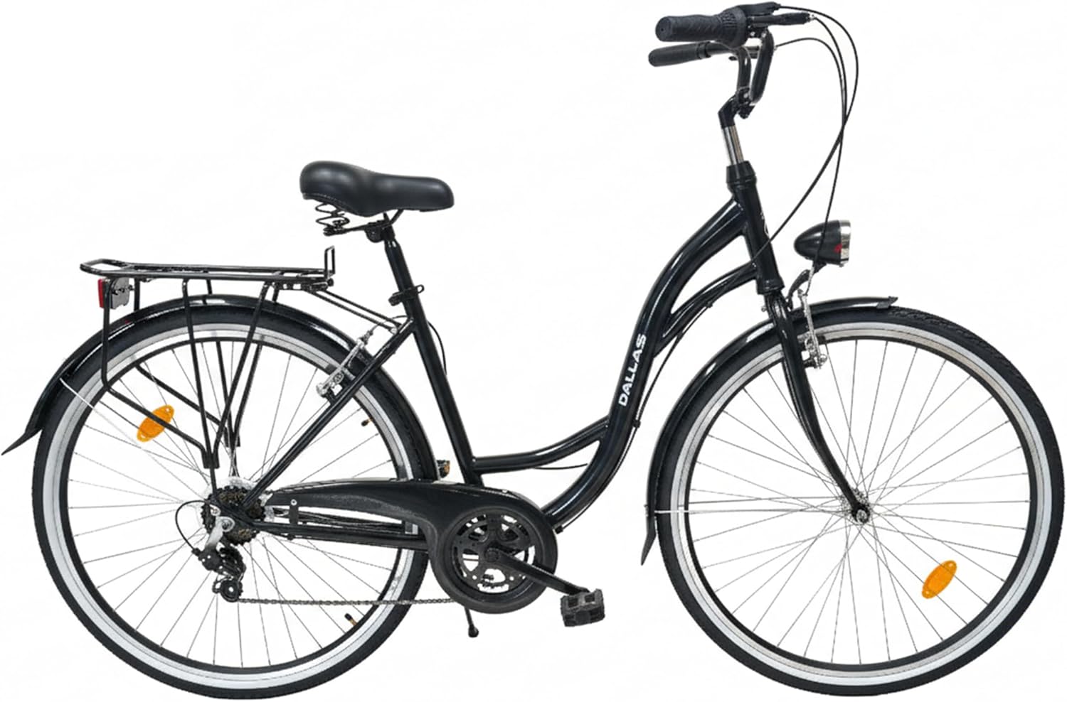 Dallas Bike Fahrrad 28 Zoll, 7-Gang Shimano Schaltung, 28 Zoll - Bequemes Cityrad, Bequemes Cityrad für Damen und Herren, Dallas City, Schwarz
