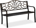Relaxdays Gartenbank Antik 2 Personen, Metallbank 90 × 127,5 × 63 cm, Schwarz-bronze, Balkon, Premium Rostschutz