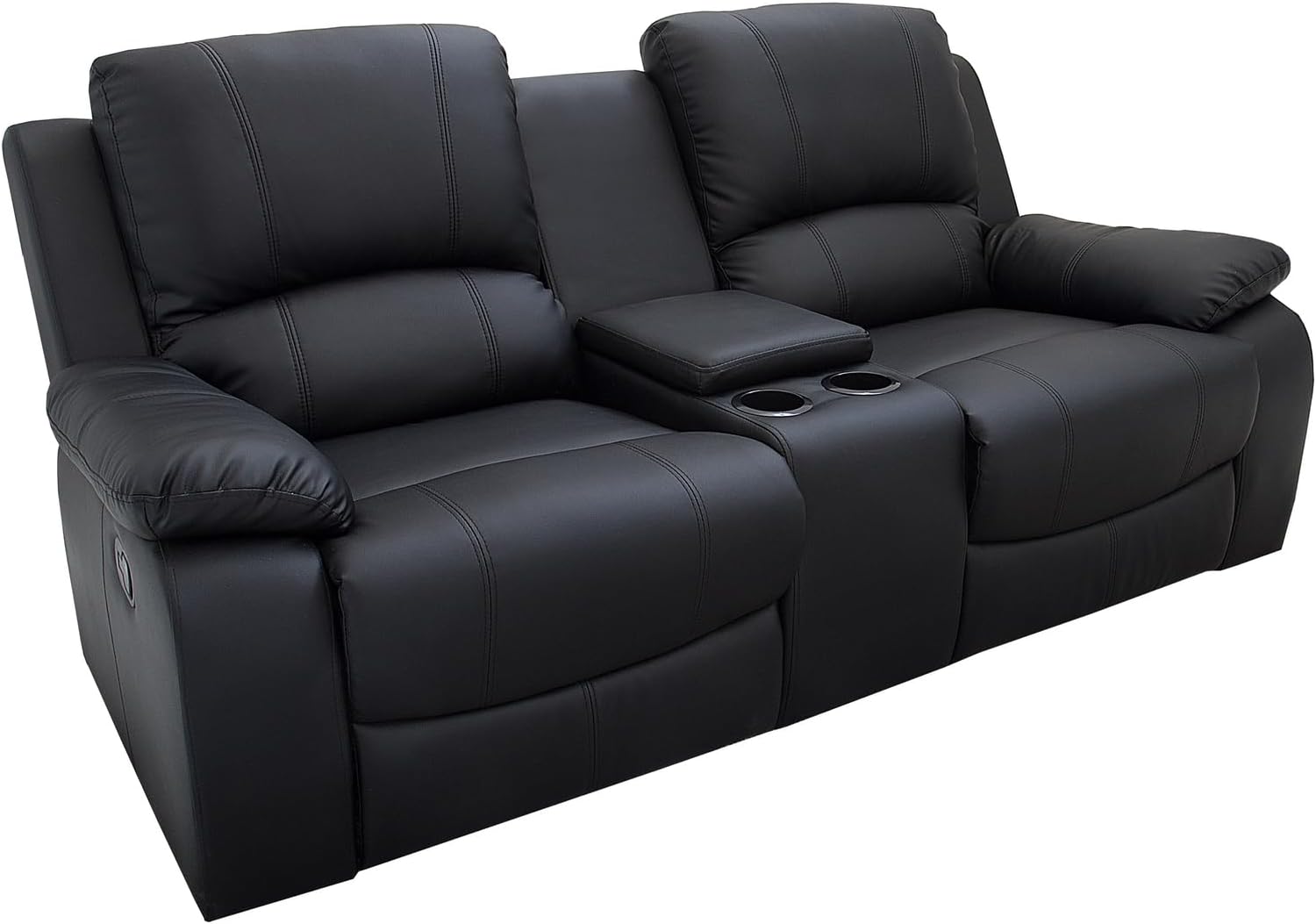 Invicta INTERIOR Exklusiver 2er Kino Sessel Hollywood 190 cm schwarz Fernsehsessel mit Getränkehalter Zweisitzer Fernsehsessel mit Liegefunktion