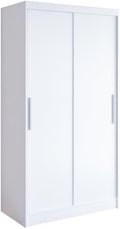Easy4You K1 100 cm Weiß Schiebetüren Kleiderschrank, 58 cm, Aufbewahrung, Mehrzweckschrank, Farbe: Weiß, Stauraum