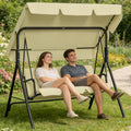 Suusolny 3-Sitzer Hollywoodschaukel Hollywoodschaukeln, bis 200 kg Belastbar, Garten-Schaukelbank 193 × 110 × 152 cm, Stabil Stahlgestell