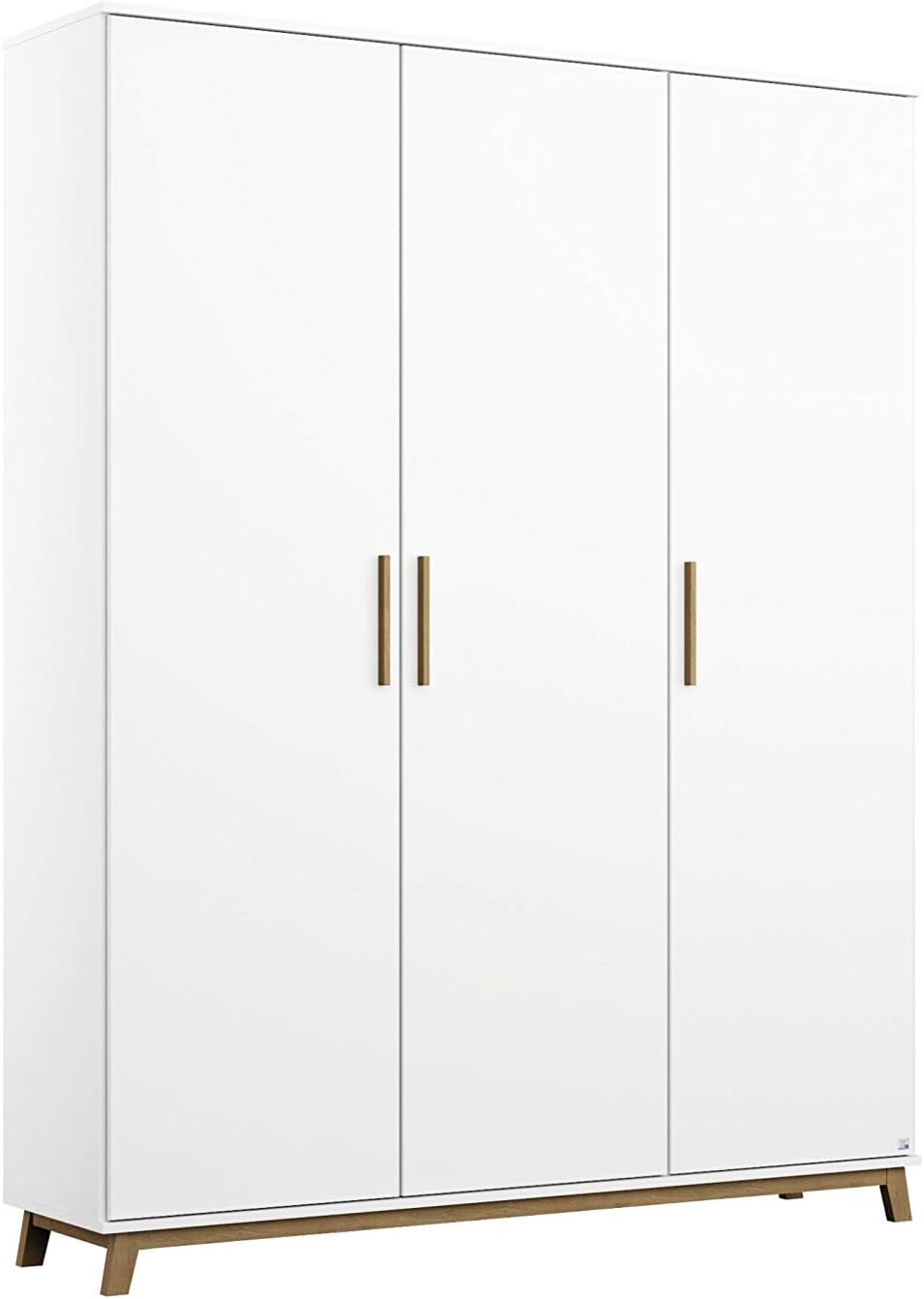 Rauch Möbel Carlsson Schrank Drehtürenschrank in Weiß, Inkl. Zubehörpaket Basic 1 Kleiderstange, BxHxT 136 × 203 × 53 cm, Griffe/Füße Eiche Massiv
