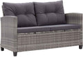 VidaXL Gartensofa 2-Sitzer mit Kissen Lounge Sofa Gartenmöbel Gartenbank Bank Rattansofa Balkon Terrasse Garten Grau 124 cm Poly Rattan