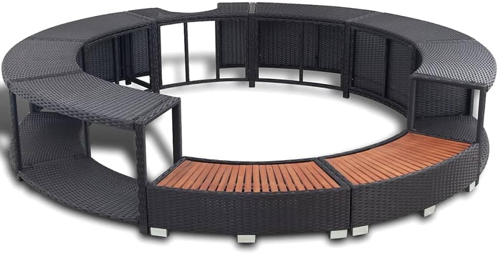 KOIECETA Umrandung mit Stauraum für Whirlpool, (V31009), Rattan, Schwarz/Braun, Stahl