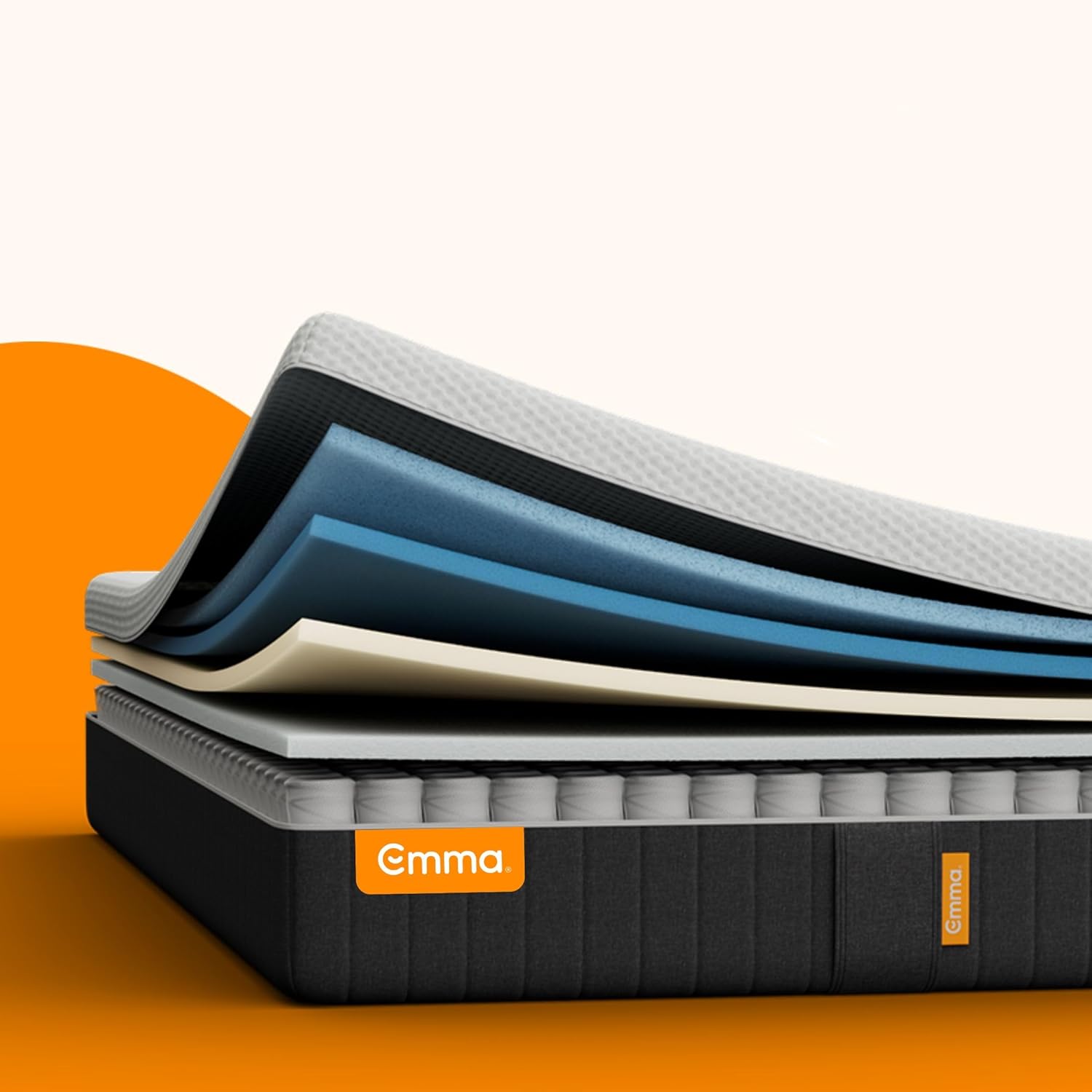 Emma Original Pro+ Matratze 90 × 200 cm, 27 cm Hybridmatratze mit 7-Zonen-Taschenfederkern, ThermoSync Kühltechnologie & Purotex Bezug