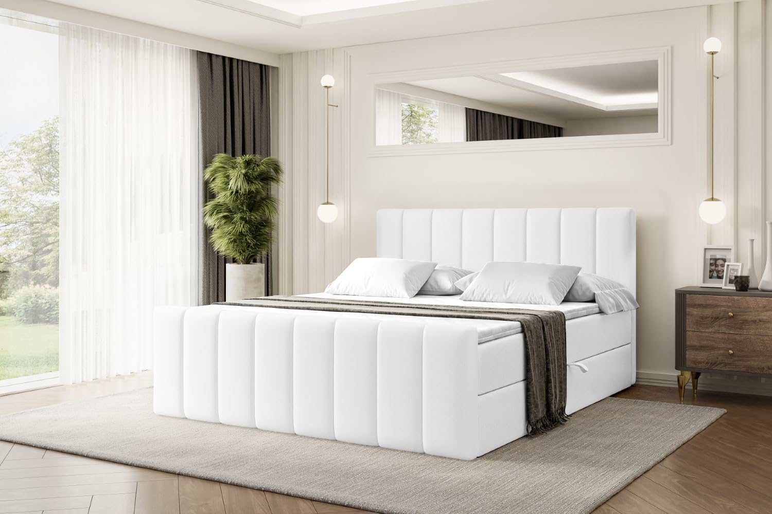 ALTDECOR Boxspringbett mit Matratze und Lattenrost, Bett mit Stauraum H4-Matratze, Boxbett, Fußteil, Polsterbett mit Bettkasten, Doppelbett, OTTA-Z