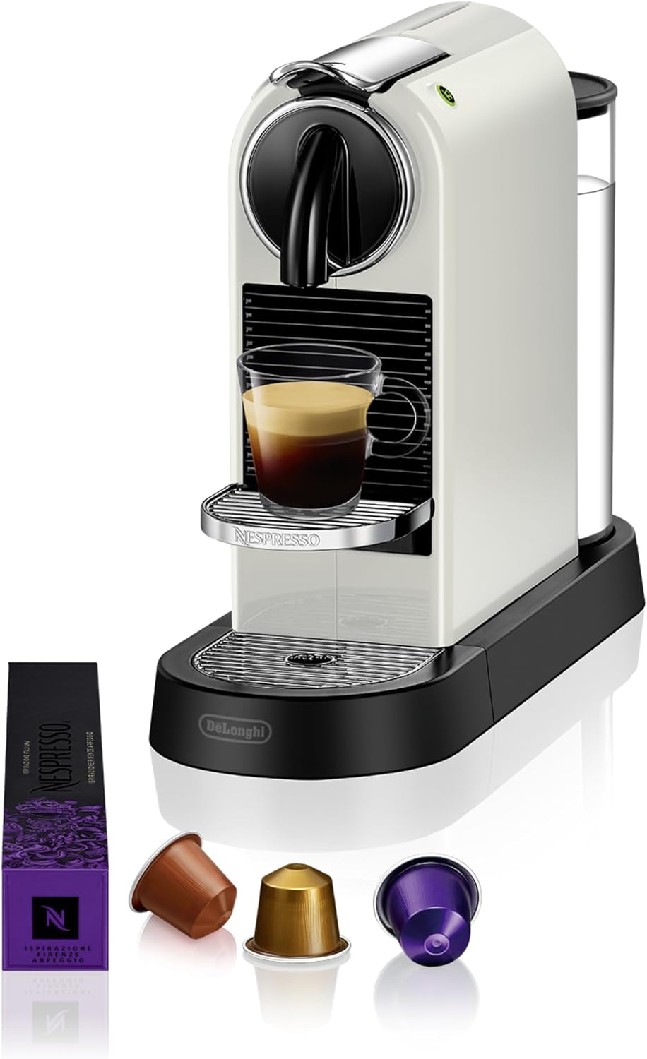 Nespresso De'Longhi  Citiz EN167.W Kaffemaschine, Hochdruckpumpe und ideale Wärmeregelung ohne Aeroccino, Energiesparfunktion, Creme-weiß