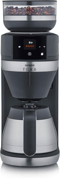 SEVERIN FILKA, Schwarz-matt/Edelstahl, Vollautomat für Filterkaffee, 5-in-1 Filterkaffeemaschine mit LED-Display, Mahlwerk, Mit Thermokanne, KA 9695