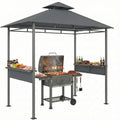 Outsunny Grillpavillon 2,4 × 1,4 m, Grillüberdachung mit Doppeldach Seitenregalen